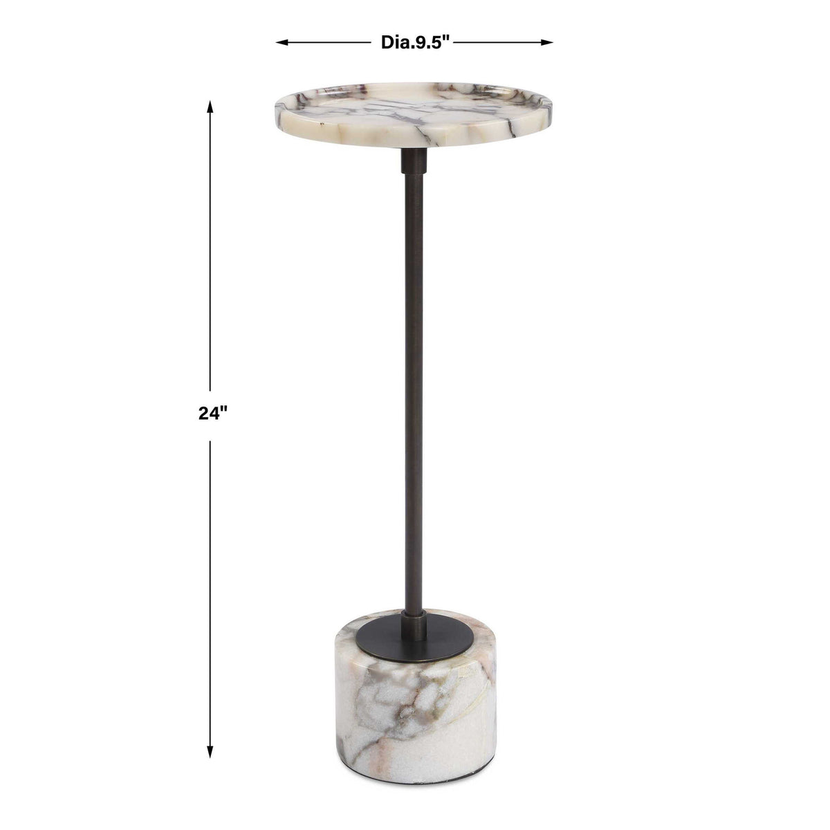 Brunson - White Marble Drink Table - Bronze / White