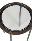 Kennington - Round Glass Accent Table - Black / Brass / Bronze