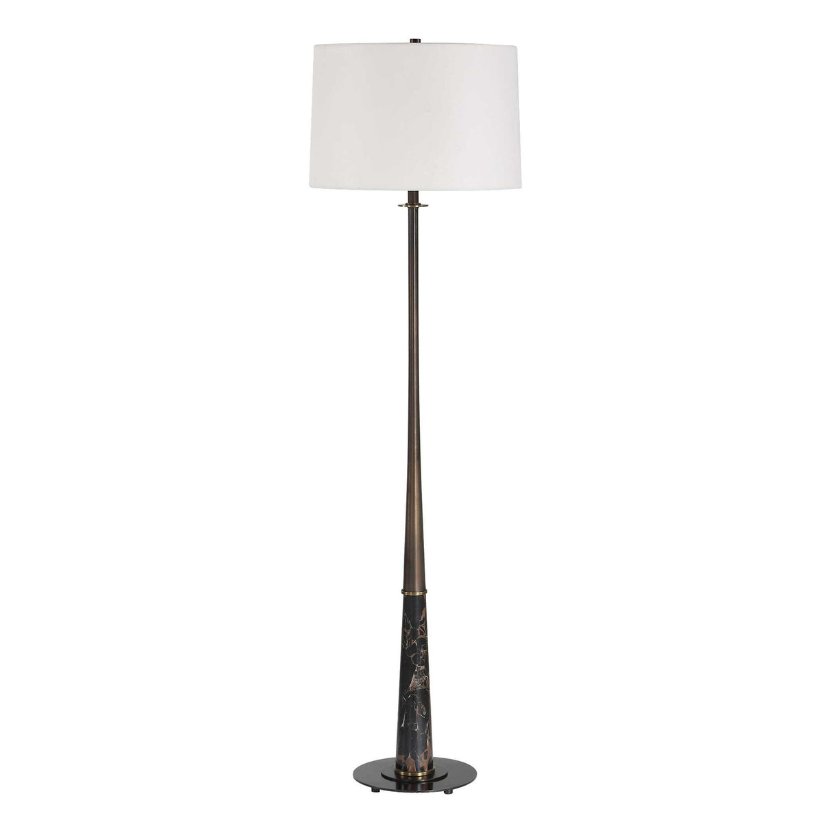 Tallarico - Brass &amp; Marble Floor Lamp - Black / Bronze / Brown