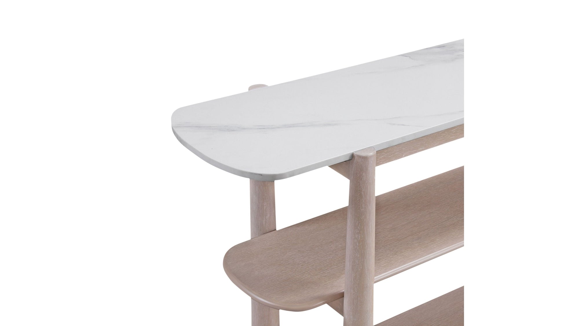 Horizons - Console Table - White Oak / White Marble