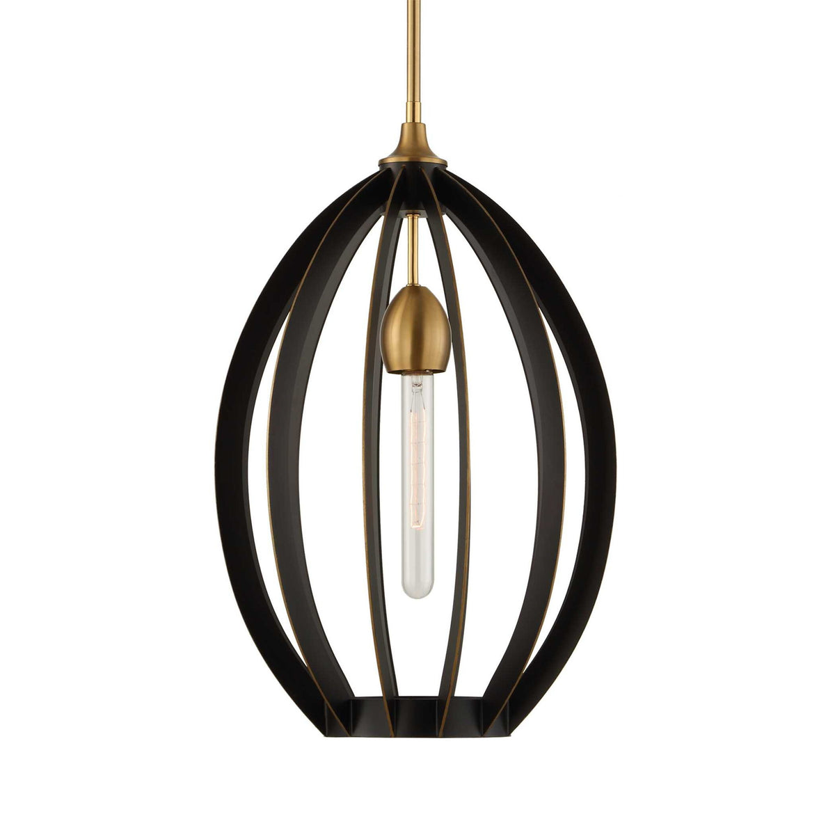 Darby - 1 Light Architectural Oval Pendant - Bronze / Black
