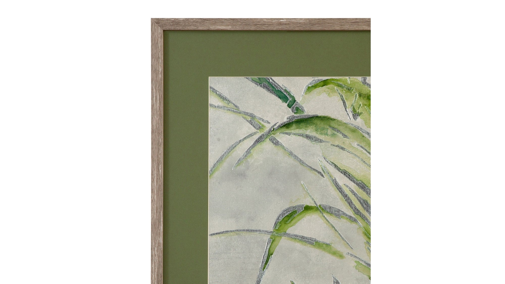 Green Palm Framed Print Set of 2 - Green / Light Brown