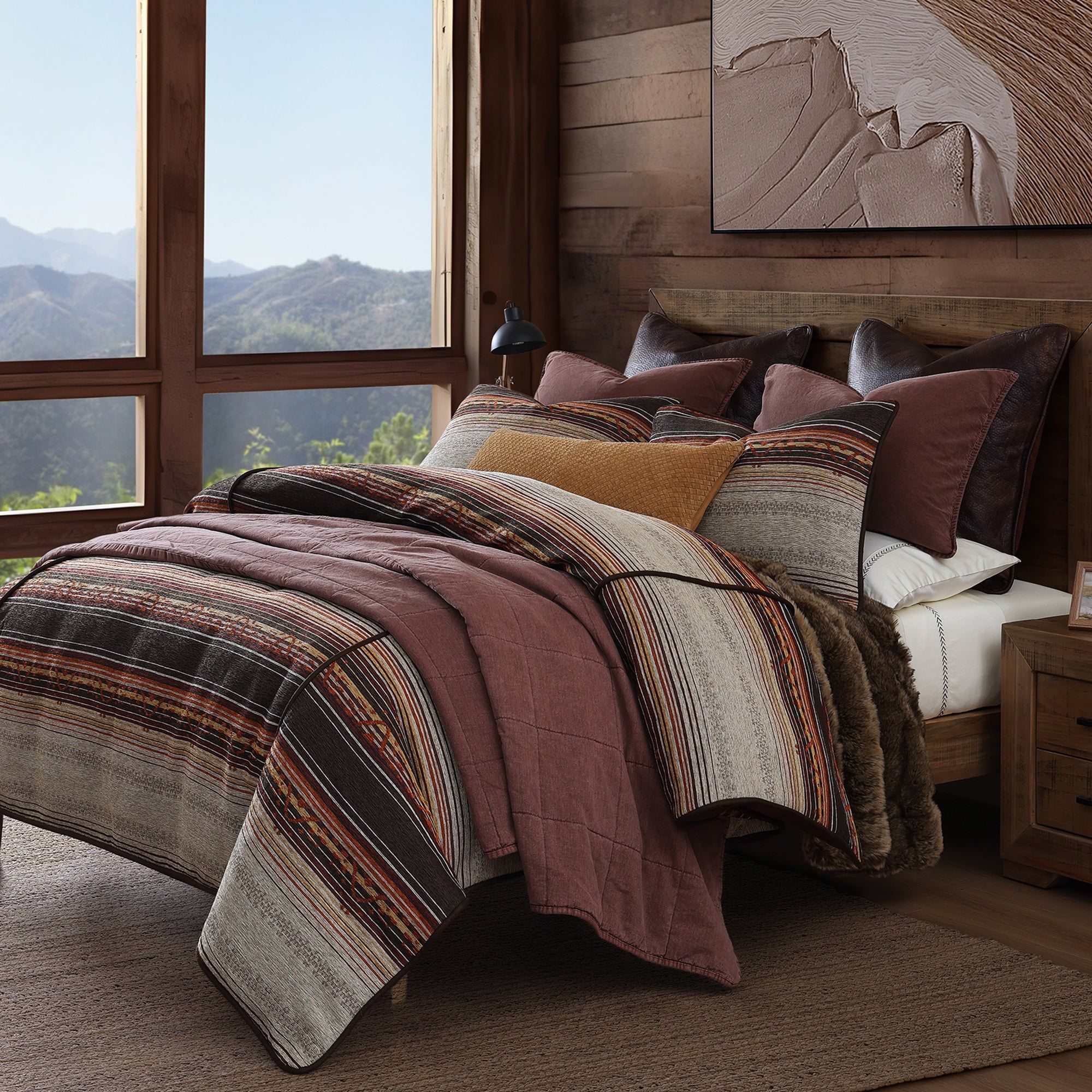 Estes - Queen Chenille Comforter Set (Set of 3) - Copper