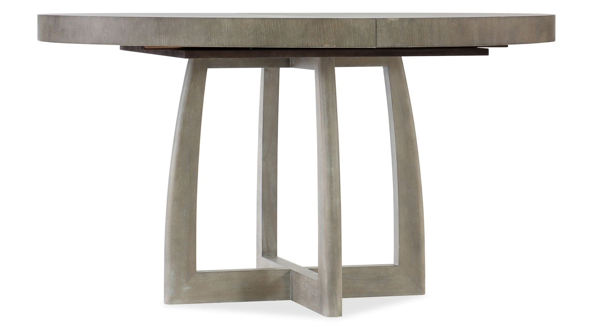 Affinity - 48" Round Pedestal Dining Table With 1-18" Leaf - Dark Gray