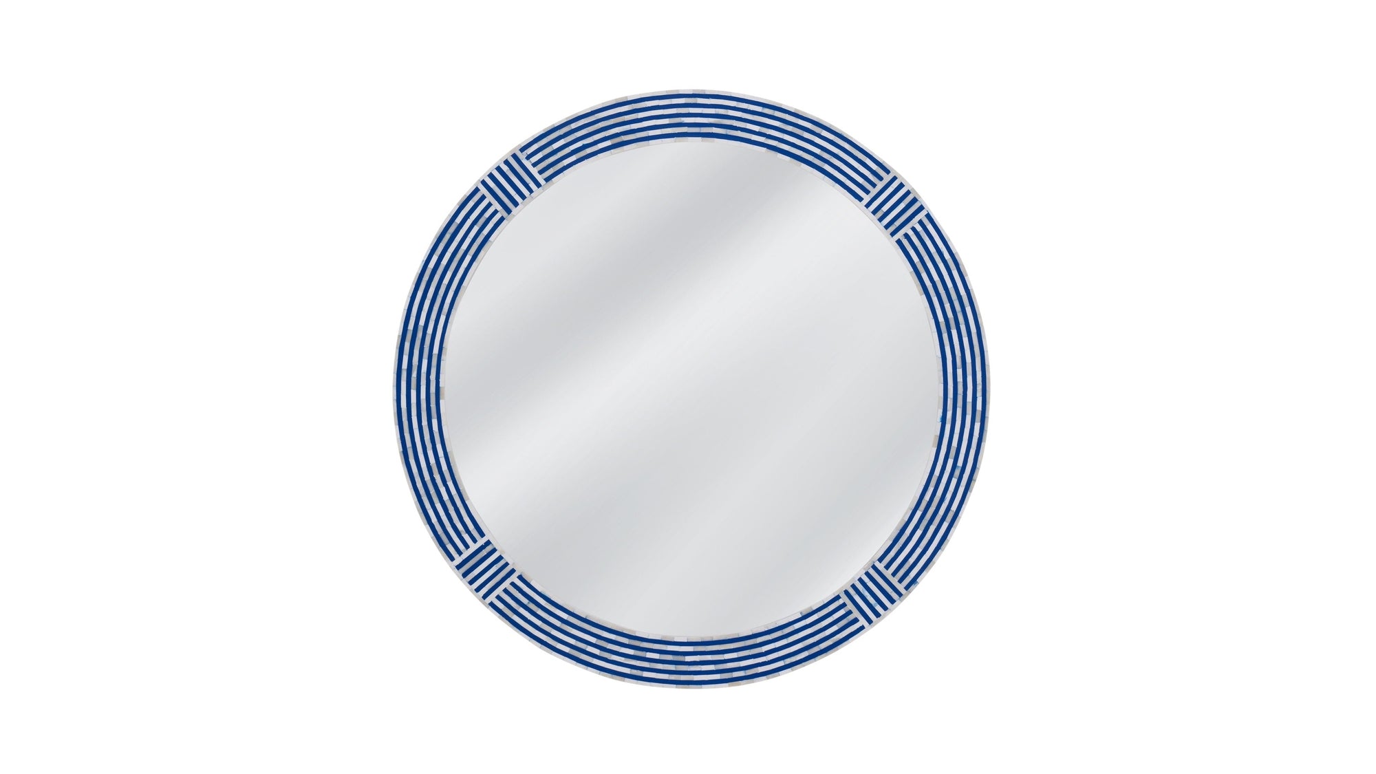 Blue Circle - Wall Mirror - Blue / Cream