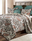Rebecca - King Paisley Reversible Quilt Set (Set of 3) - Turquoise / Brown
