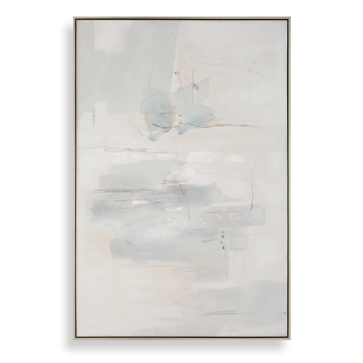 One And Only - Hand Painted Abstract Art - Blue / Brown / Gray / White