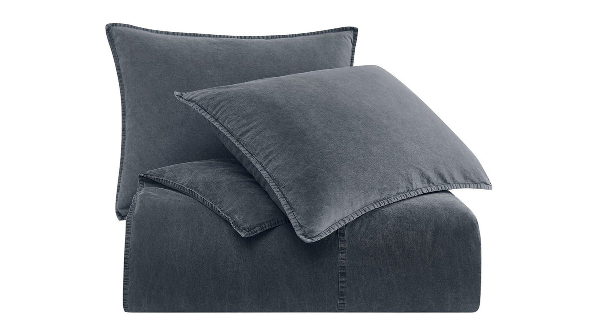 Cotton Canvas - Twin Stonewashed Duvet Cover Set Set of 2 - Charcoal