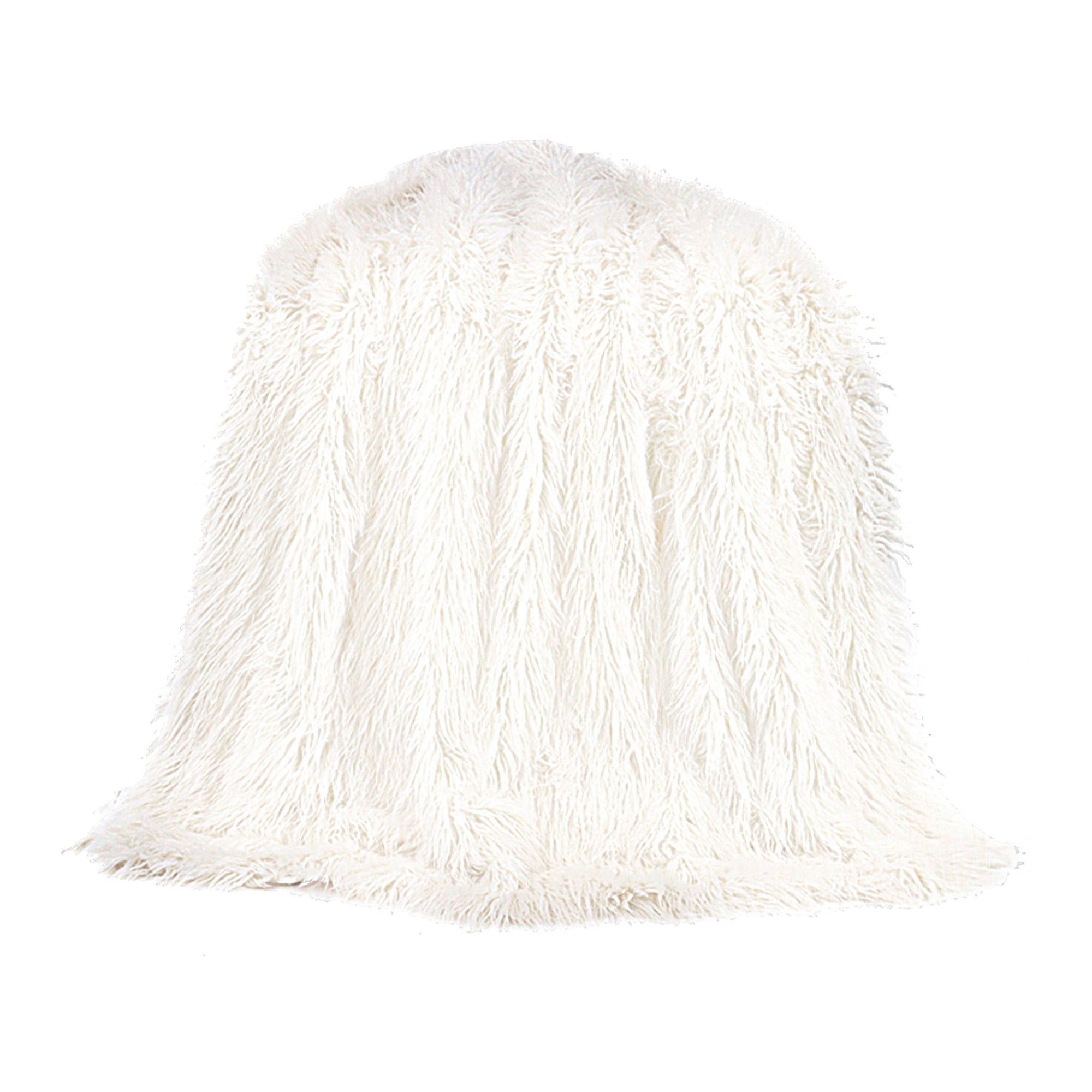 Mongolian Fur - Faux Fur Throw Blanket - White