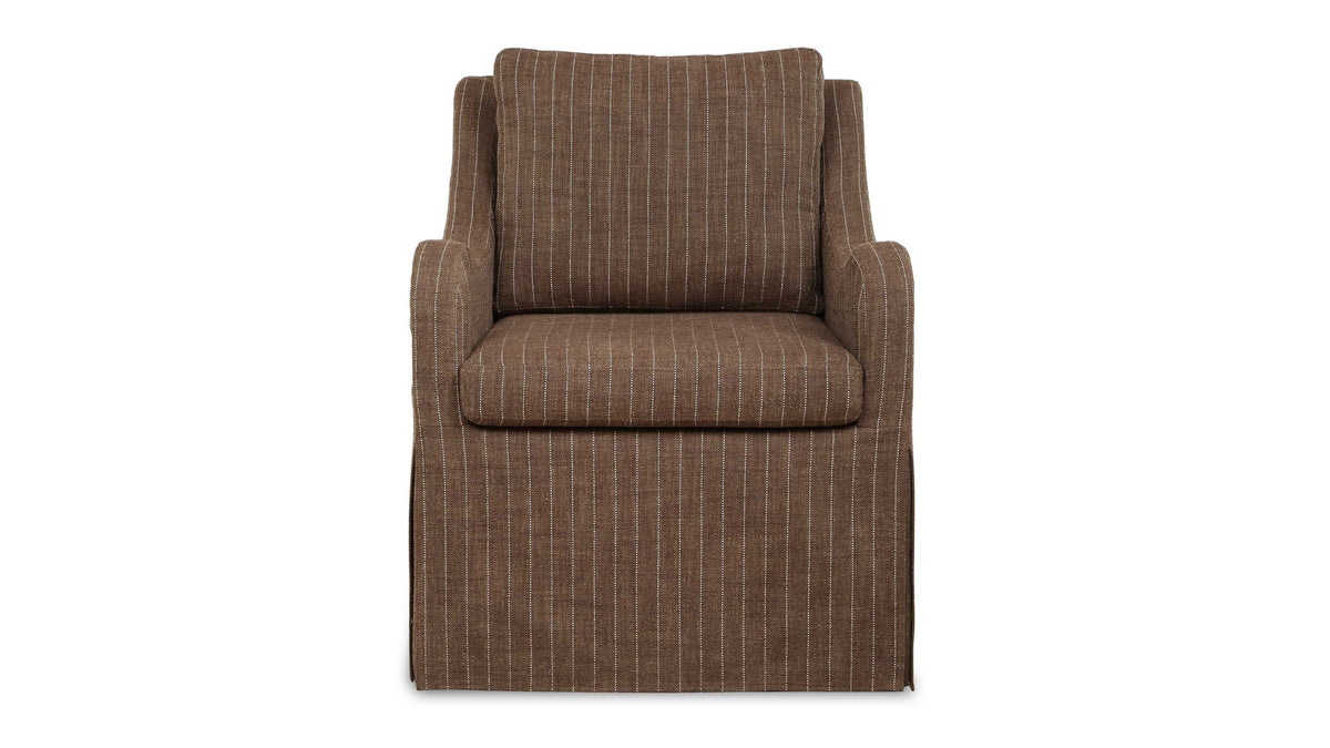 Luisa - Pinstripe Swivel Chair - Brown