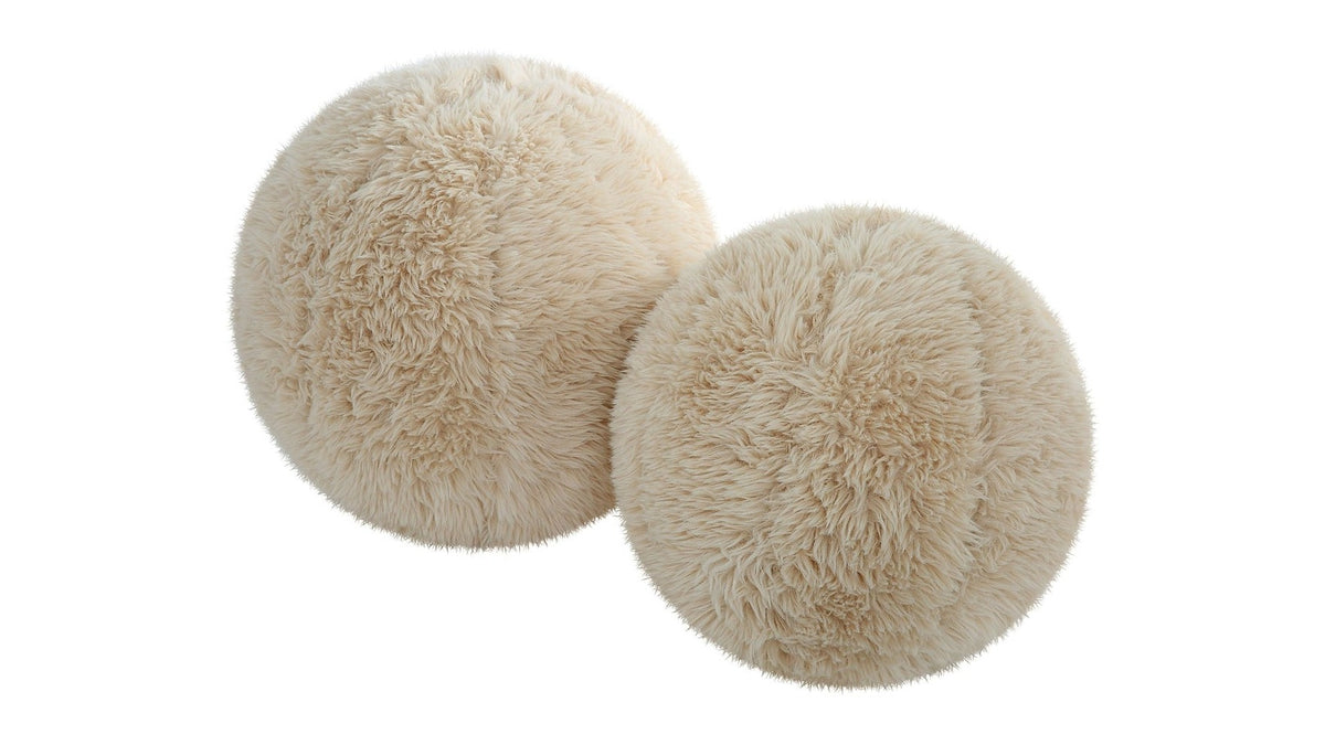 Abide - Ball Sheepskin Pillows Set of 2 - Beige