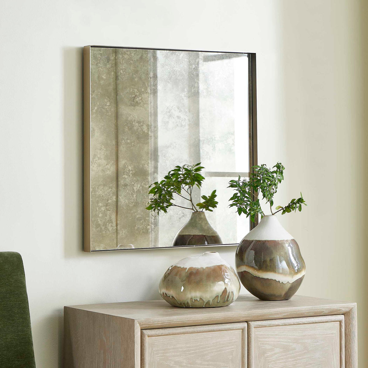 Fredric - Square Antique Mirror - Brass