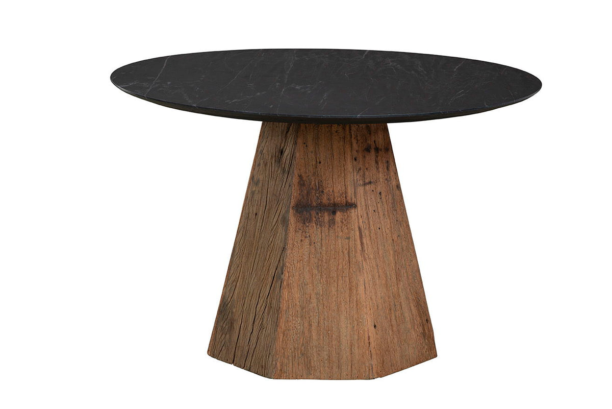 Phoebe - Marble Dining Table - Black / Light Brown