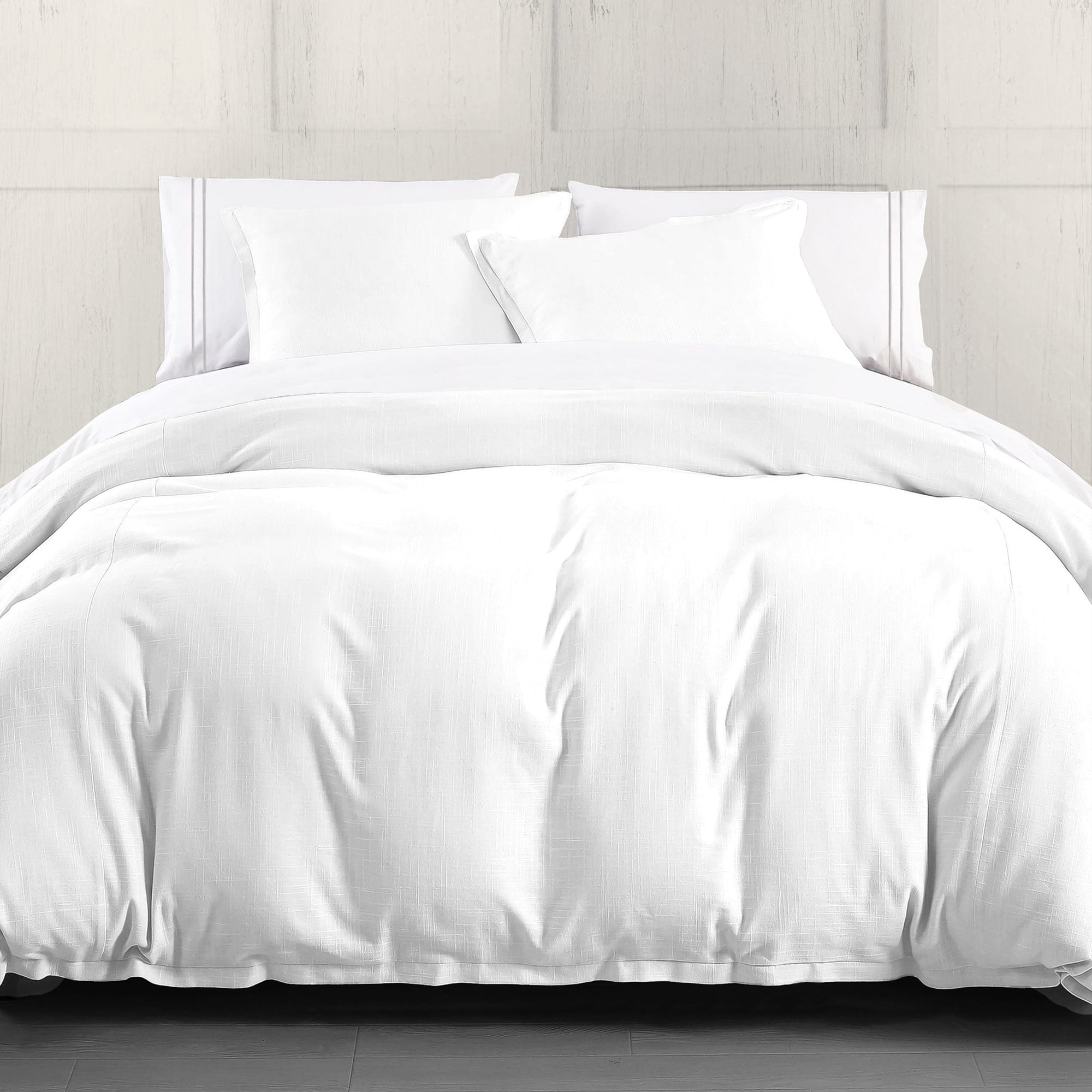Hera - Queen Washed Linen Flange Comforter Set (Set of 3) - White