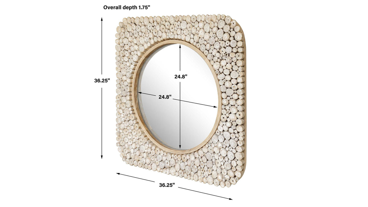 Merak - Teak Mosaic Mirror - Woodtone