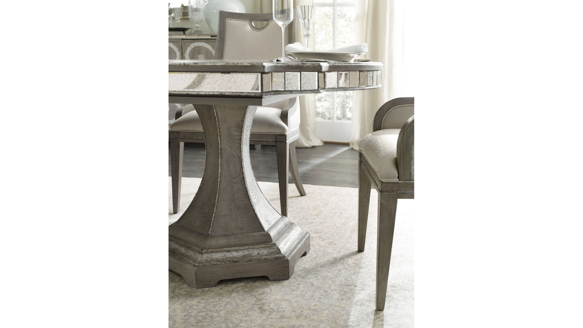 Sanctuary - Rectangle Dining Table With 2-20" Leaves - Pearl Silver