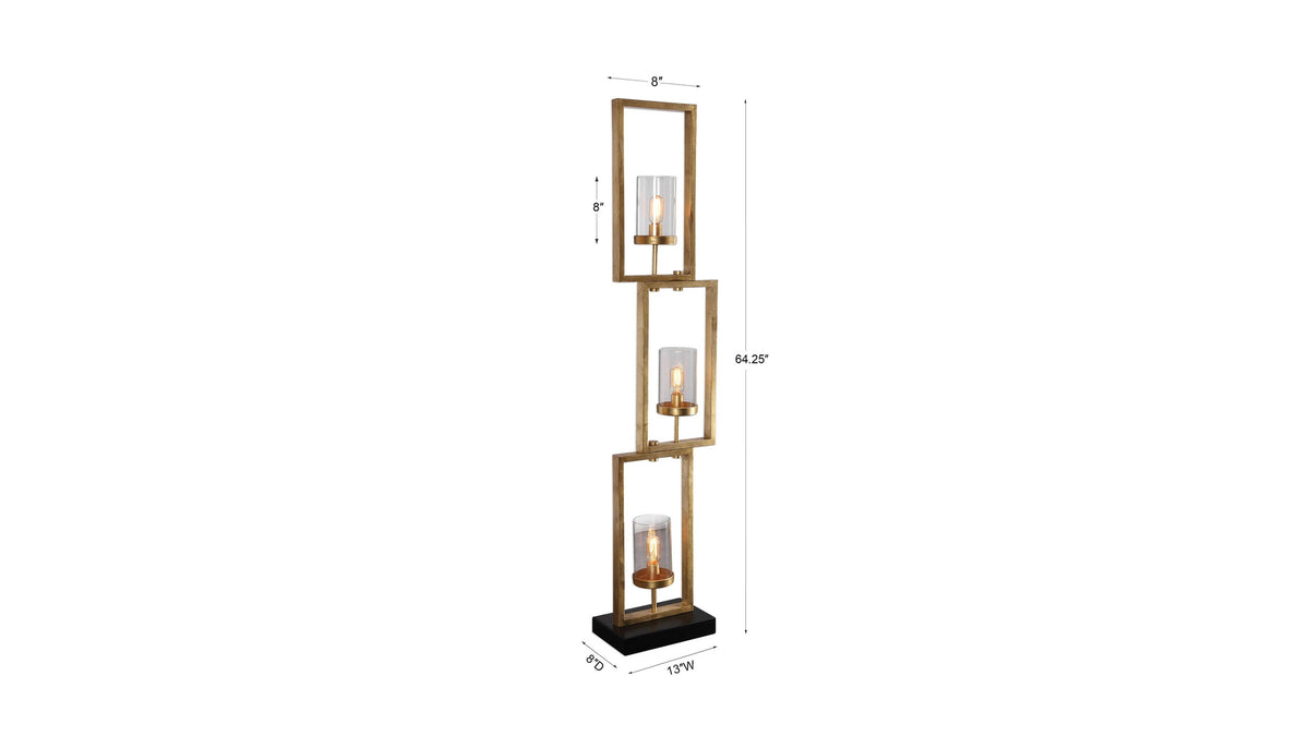 Cielo - Staggered Rectangles Floor Lamp - Gold