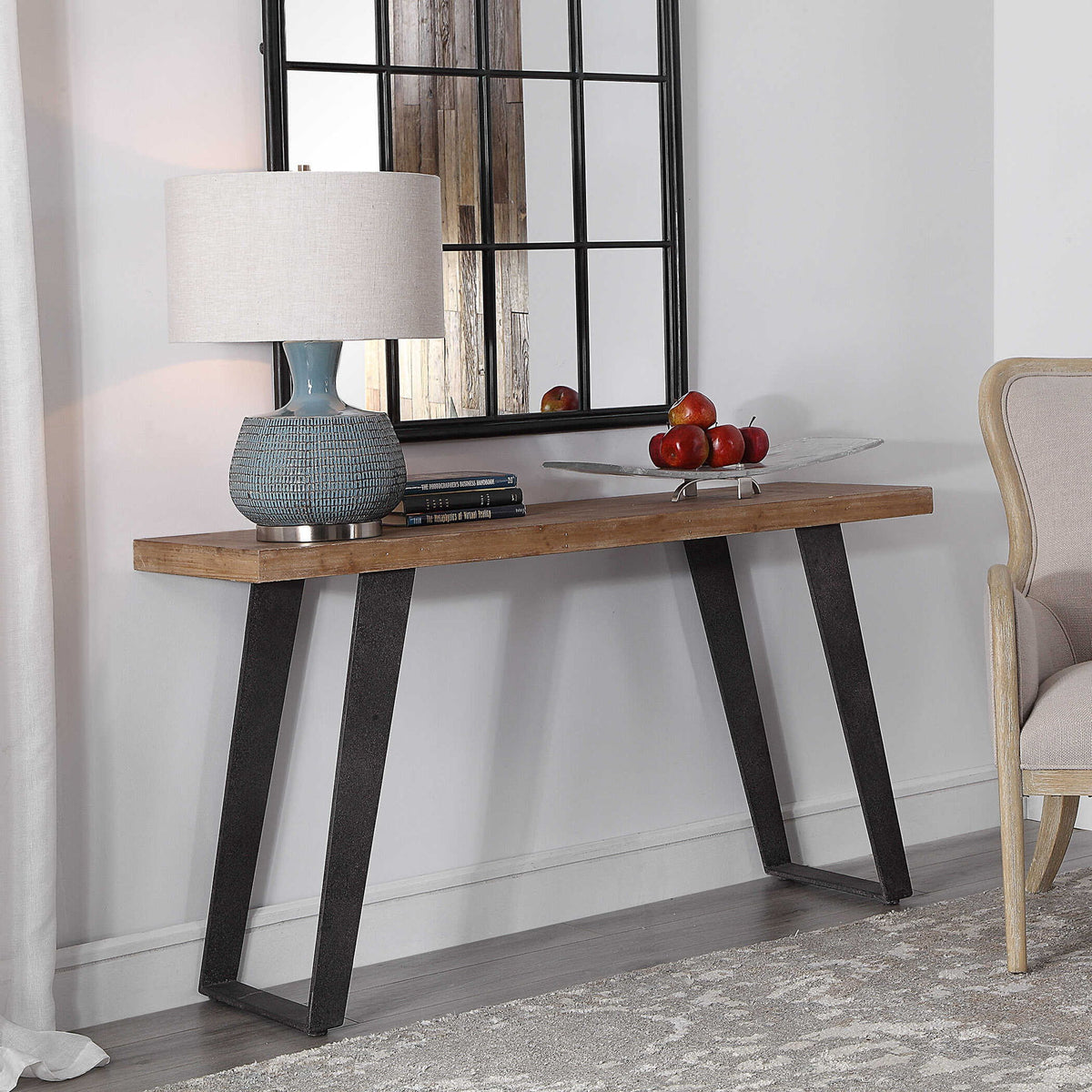 Freddy - Weathered Console Table - Light Brown &amp; Black