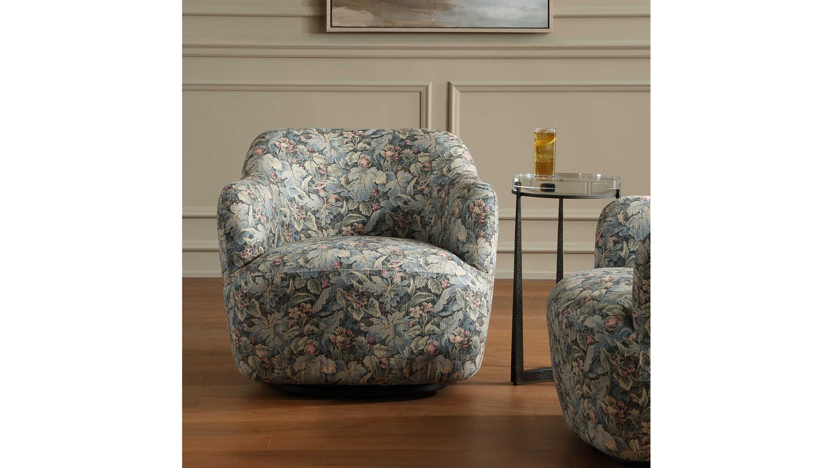 Ansel - Tapestry Swivel Chair - Green