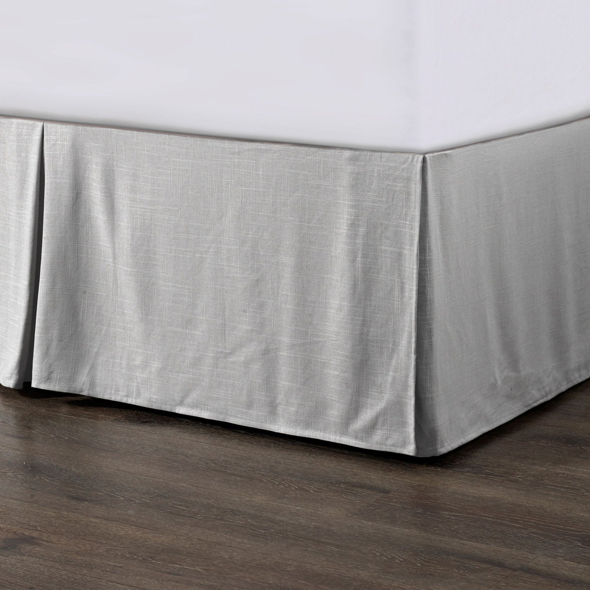 Hera - Washed Linen Tailored King Bed Skirt - Light Gray