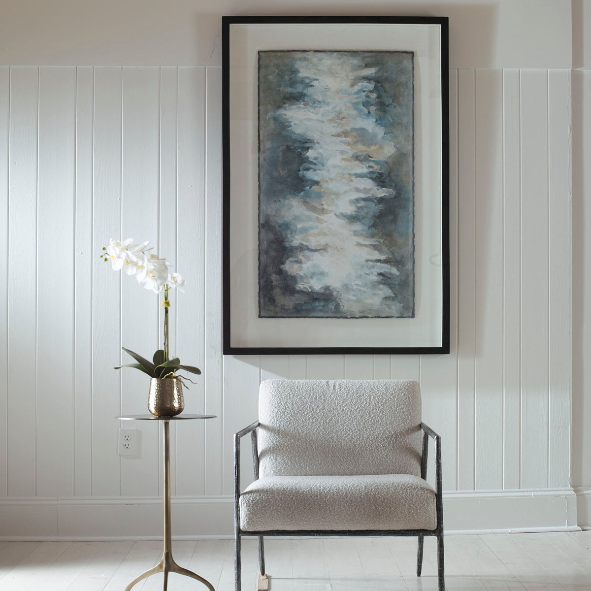 Lakeside Grande - Framed Abstract Print - Silver