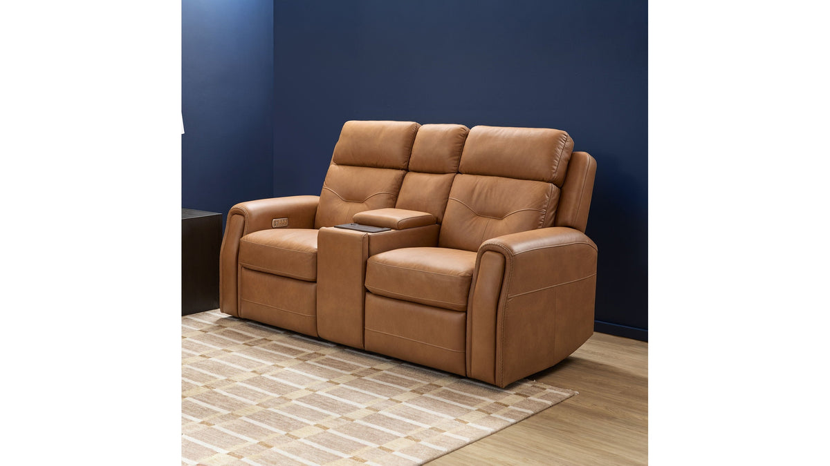 Felix - Power Reclining Loveseat With Console, Power Headrest, Lumbar, Heat &amp; Massage
