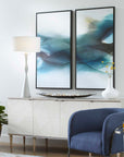 September Desert - Modern Watercolor Art (Set of 2) - Blue