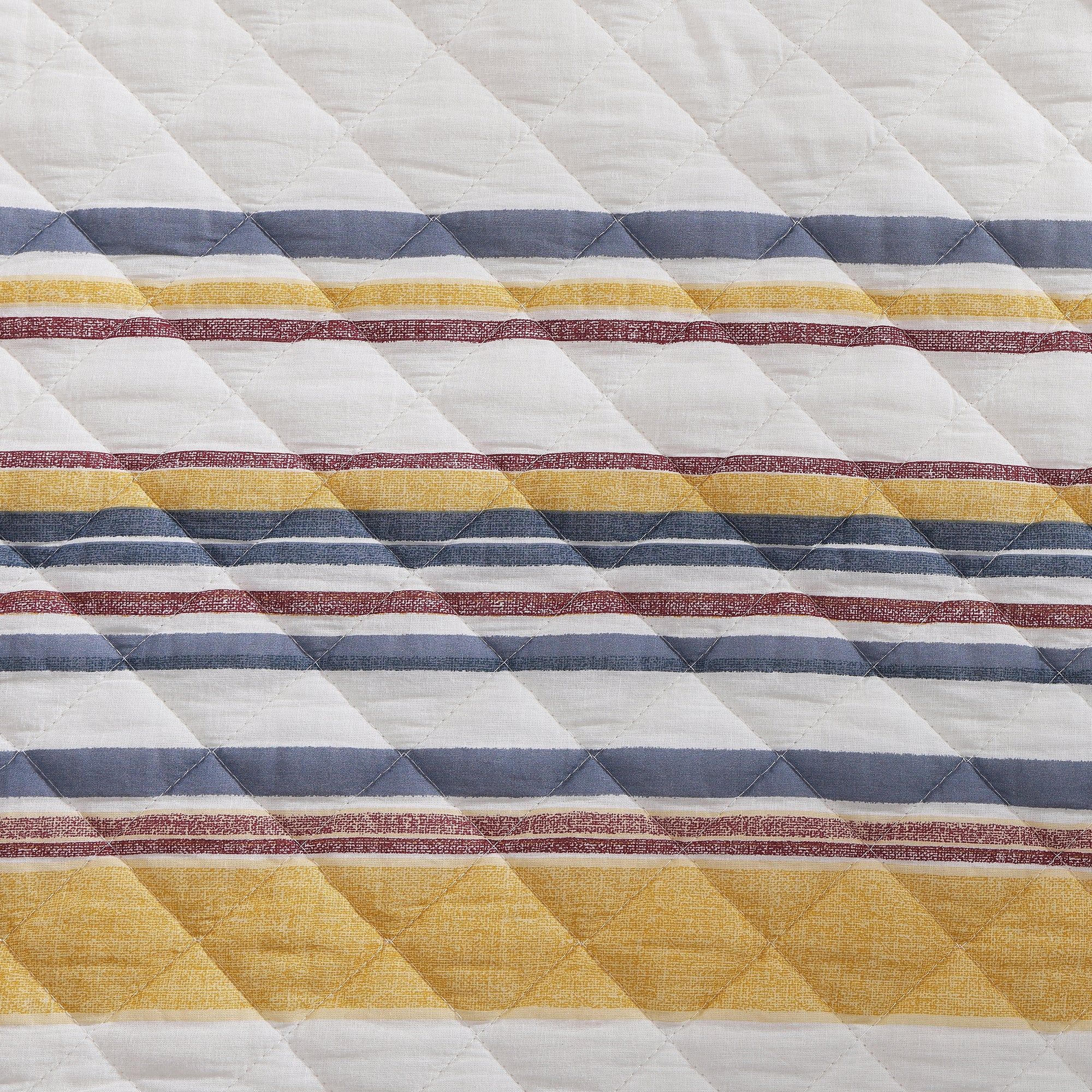 Mystic Stripe - King Cotton Gauze Quilt Set (Set of 3) - Merlot