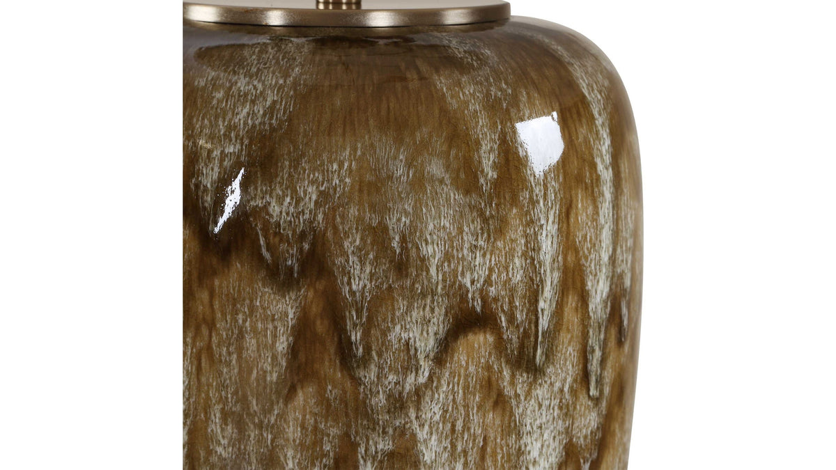 Torrence - Glazed Table Lamp - Brown / White