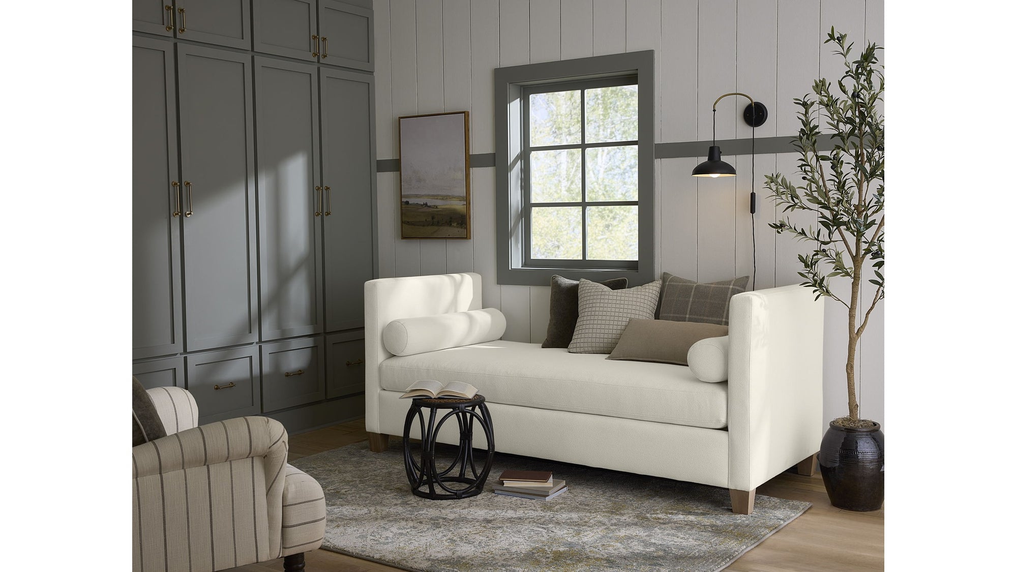 Tide & Timber - Linen Upholstery Day Bed With Twin Mattress And 4 Legs