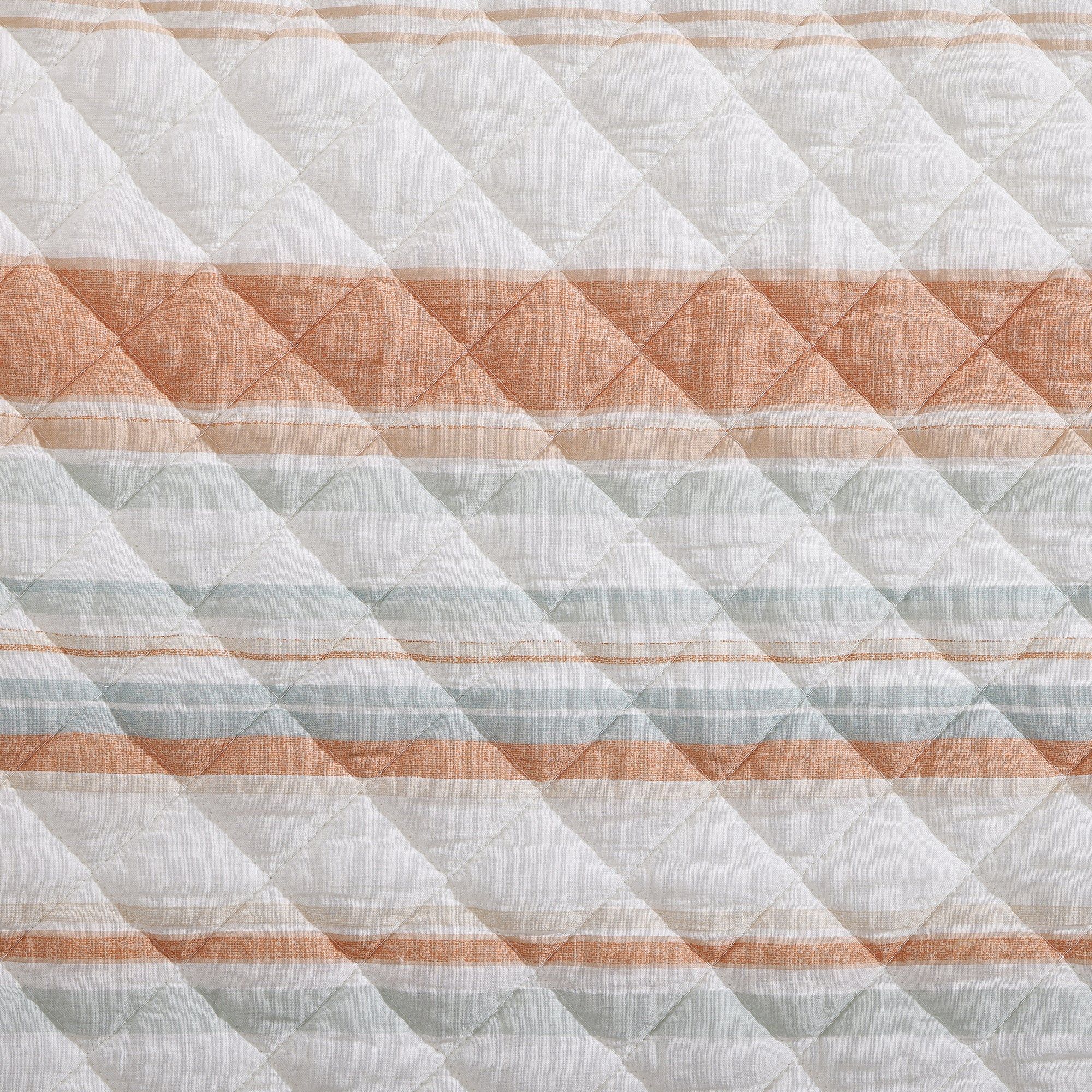 Mystic Stripe - Full/Queen Cotton Gauze Quilt Set (Set of 3) - Coral