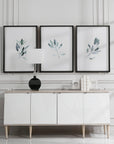 Simple Sage - Watercolor Prints (Set of 3) - White