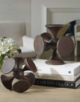 Balanced Harmony - Wooden Sculptures (Set of 2) - Dark Brown