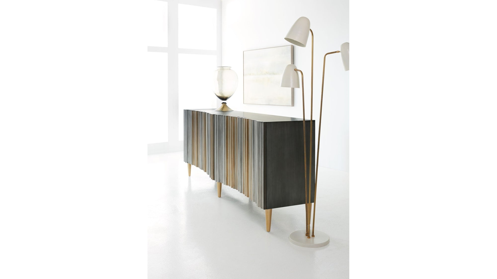Melange - Apollo Credenza - Dark Gray / Gold