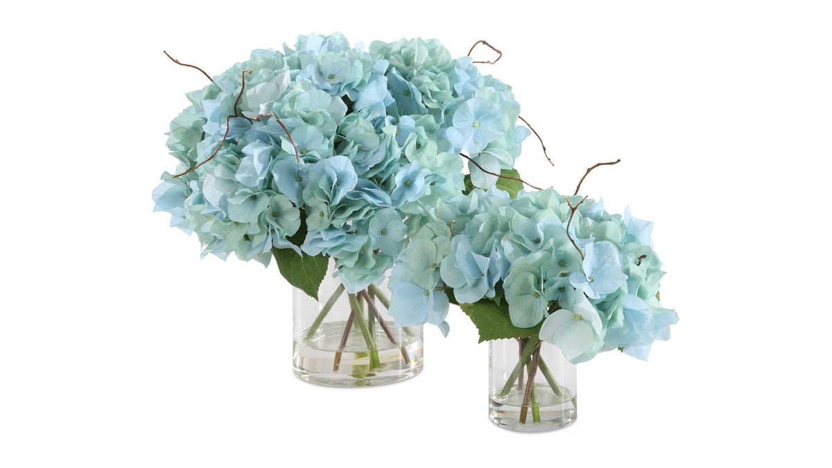 Tranquil - Blooms In Glass Vases Set of 2 - Blue