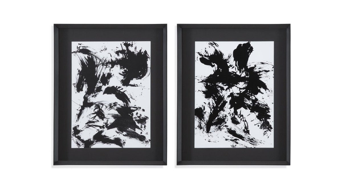 Expressive Abstract Framed Print Set of 2 - Black