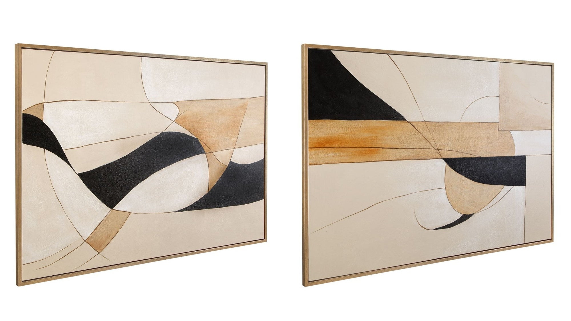 Golden Contour Framed Canvas Set of 2 - Gold