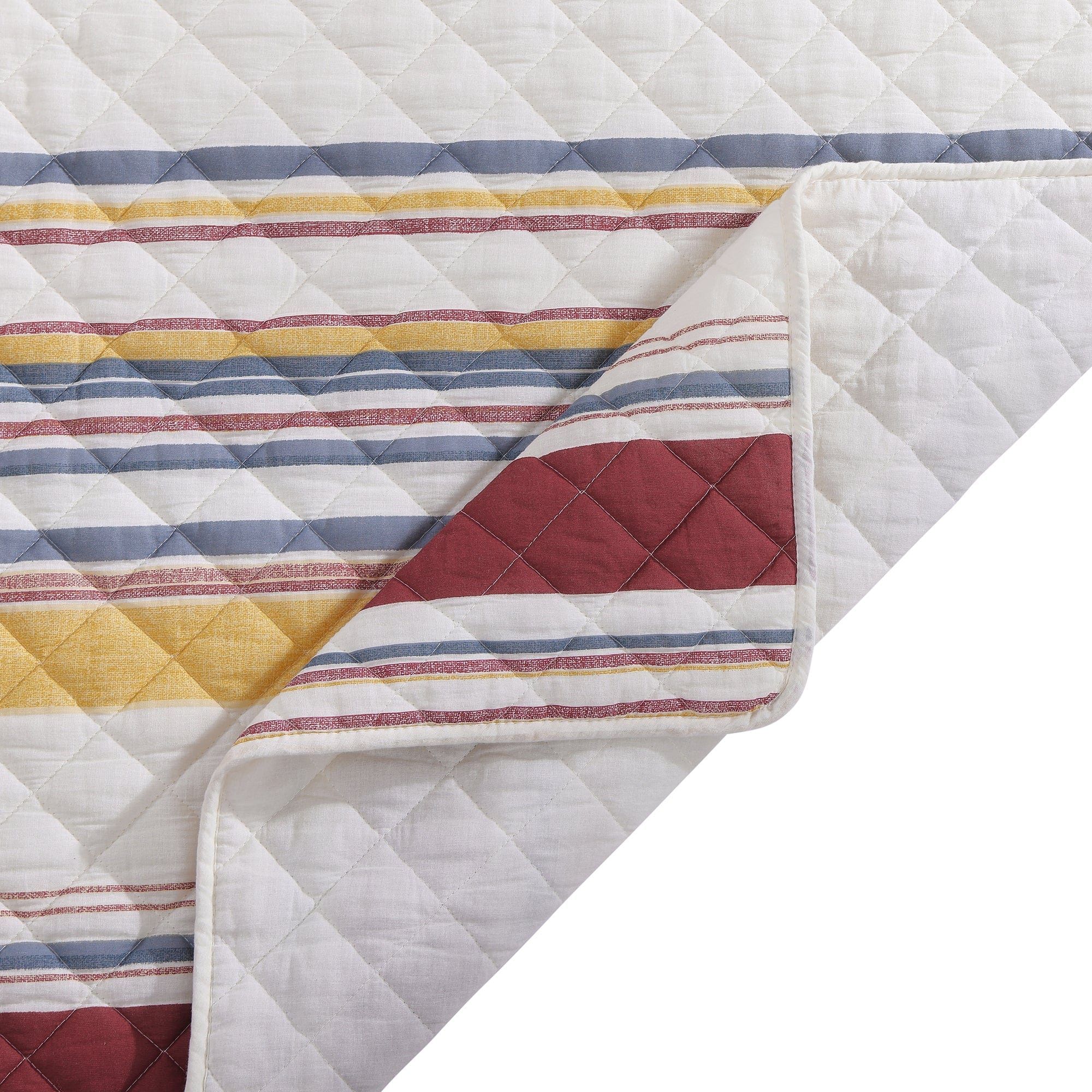 Mystic Stripe - Full/Queen Cotton Gauze Quilt Set (Set of 3) - Merlot