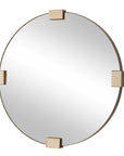 Russo - Travertine Round Mirror - Bronze / Brown / Gold