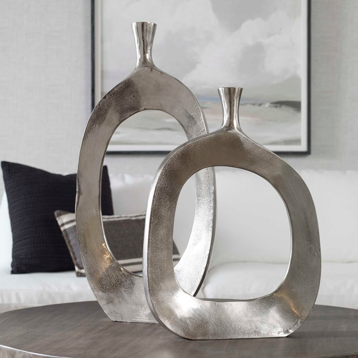 Cierra - Aluminum Vases (Set of 2) - Silver