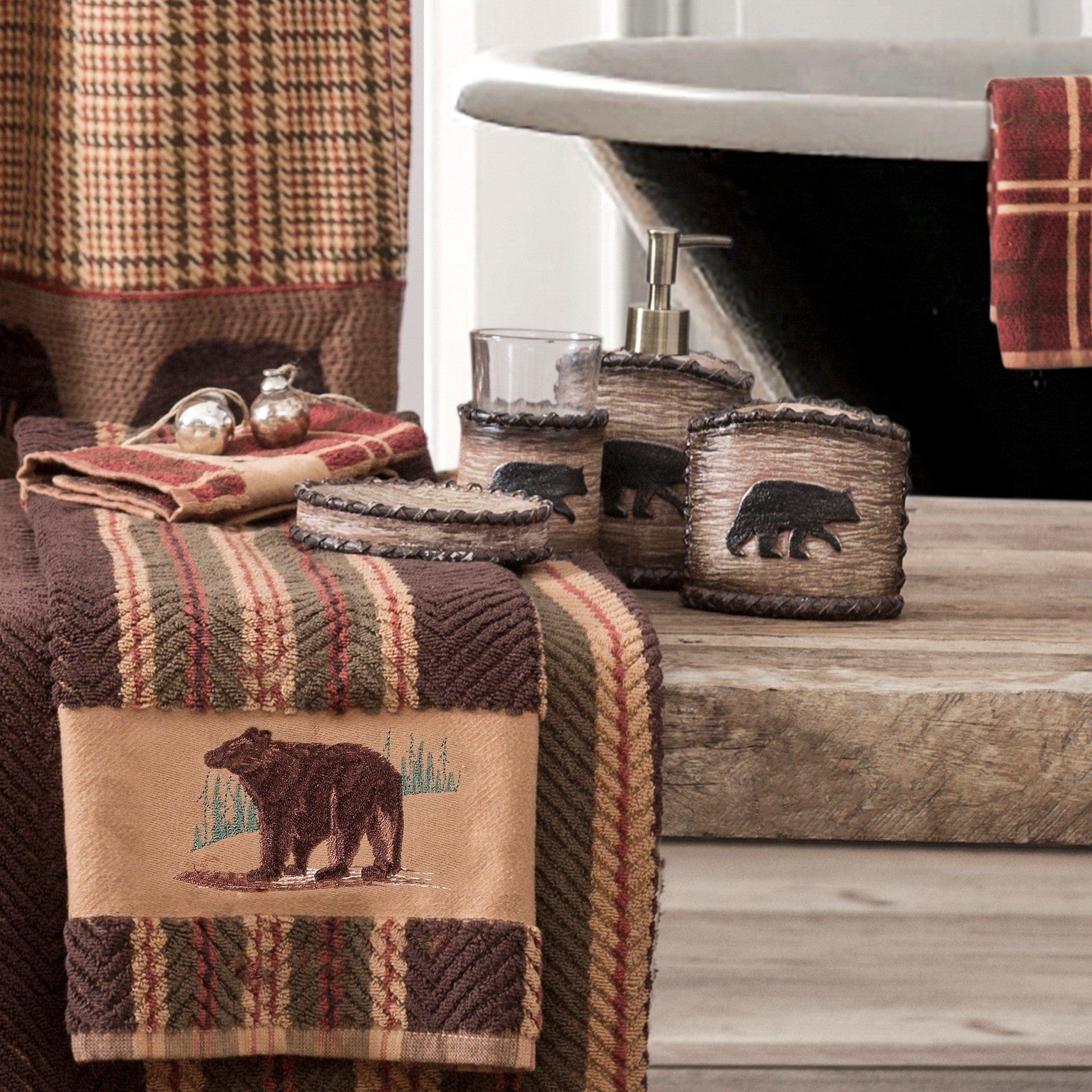 Lodge Bear - Bathroom Sets (Set of 5), 2 Per Carton - Brown
