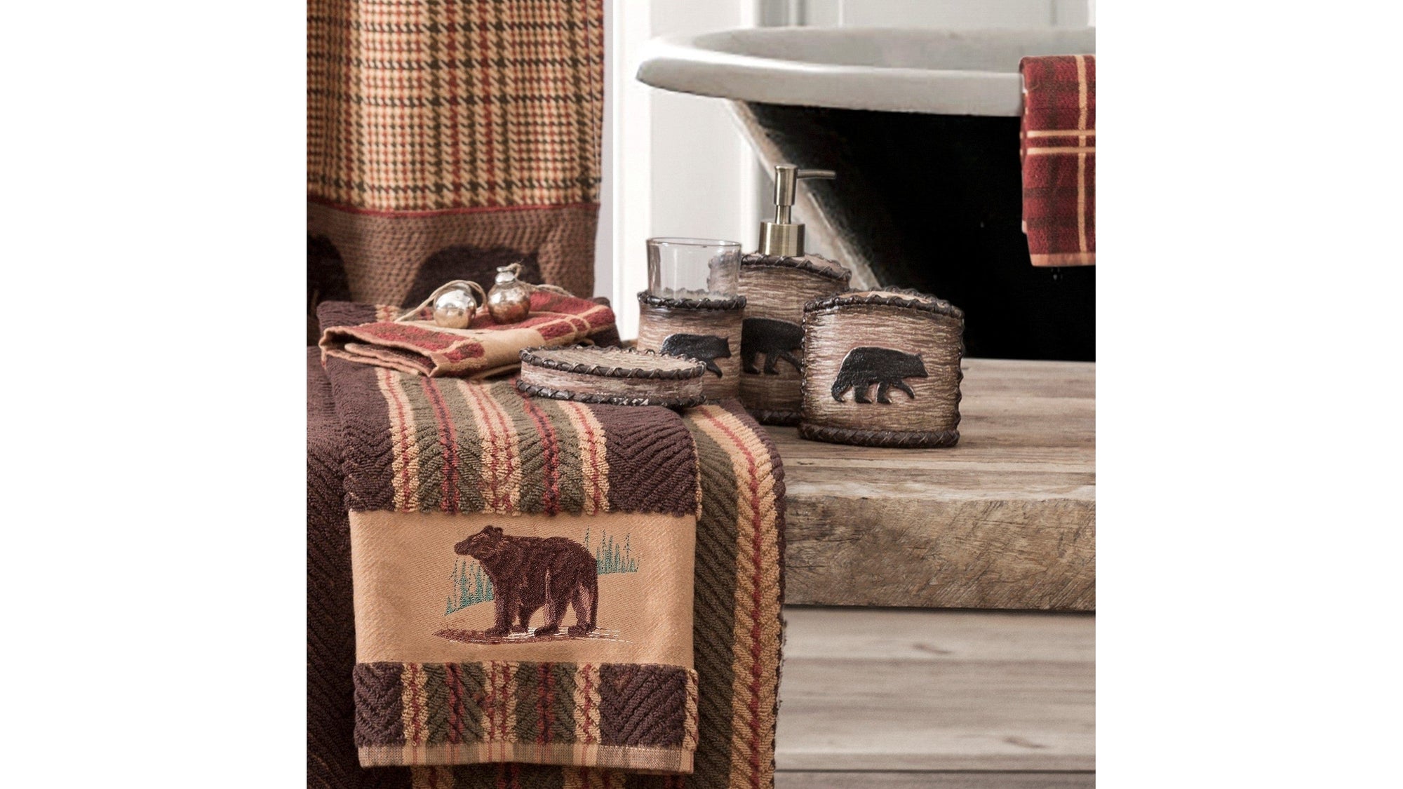 Lodge Bear - Bathroom Sets Set of 5 , 2 Per Carton - Brown
