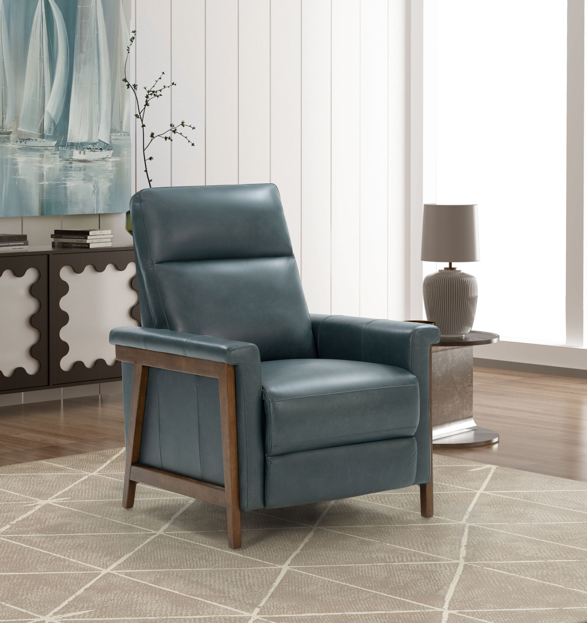 Lewiston (B) - Push Thru The Arm Recliner - Bluegray