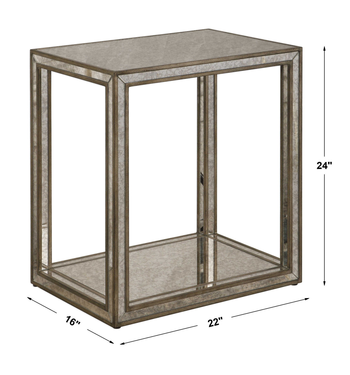Julie - Mirrored End Table - Silver