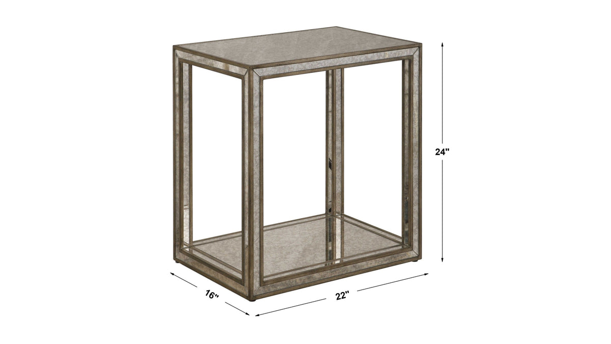 Julie - Mirrored End Table - Silver
