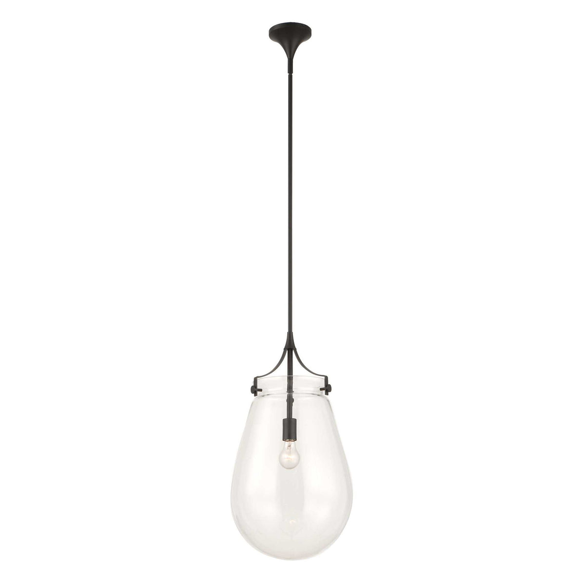 Dewdrop - 1 Light Glass Shade Pendant - Black