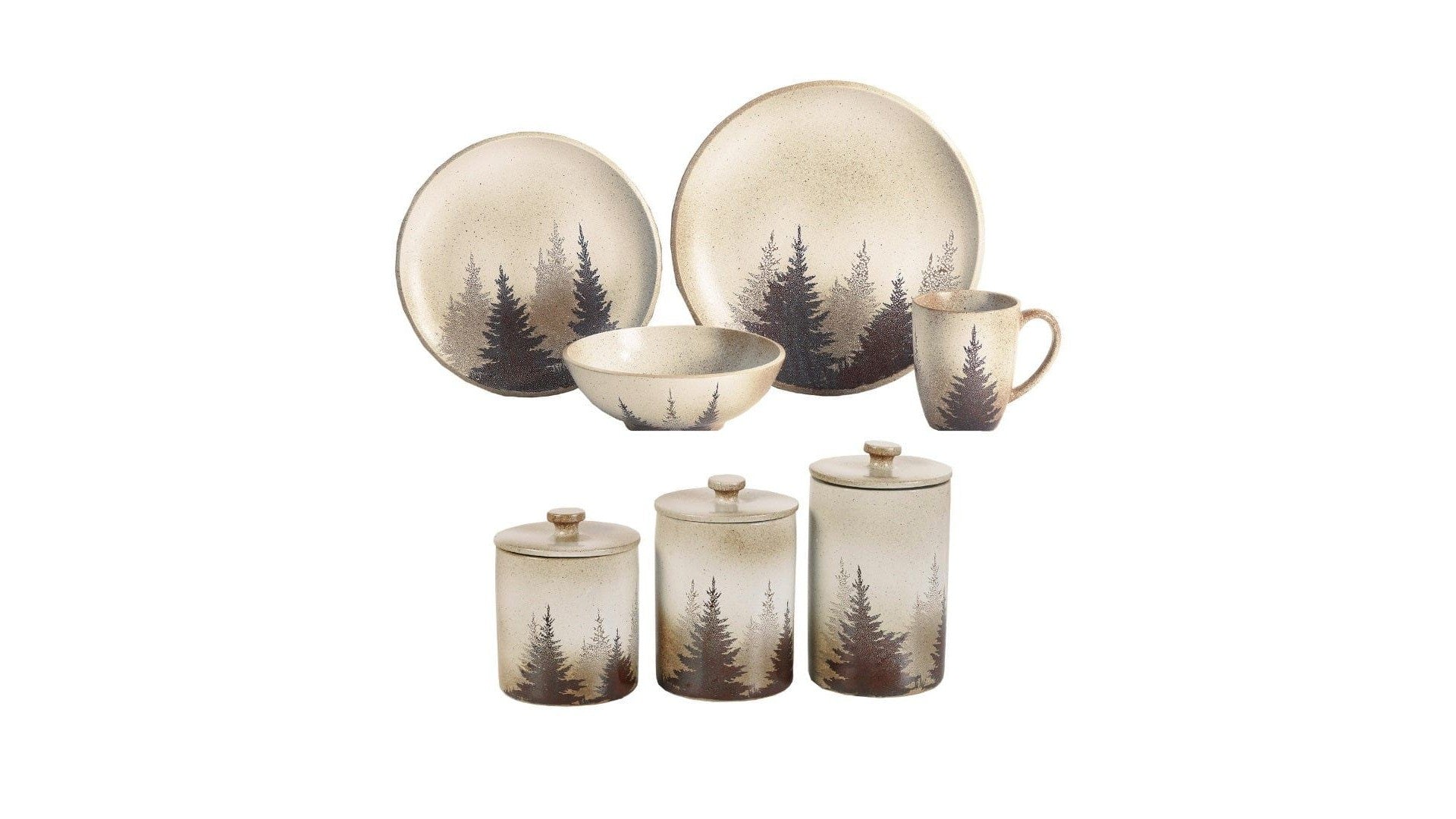 Clearwater Pines - Lodge Dinnerware &amp; Canister Set Set of 19 - Multi