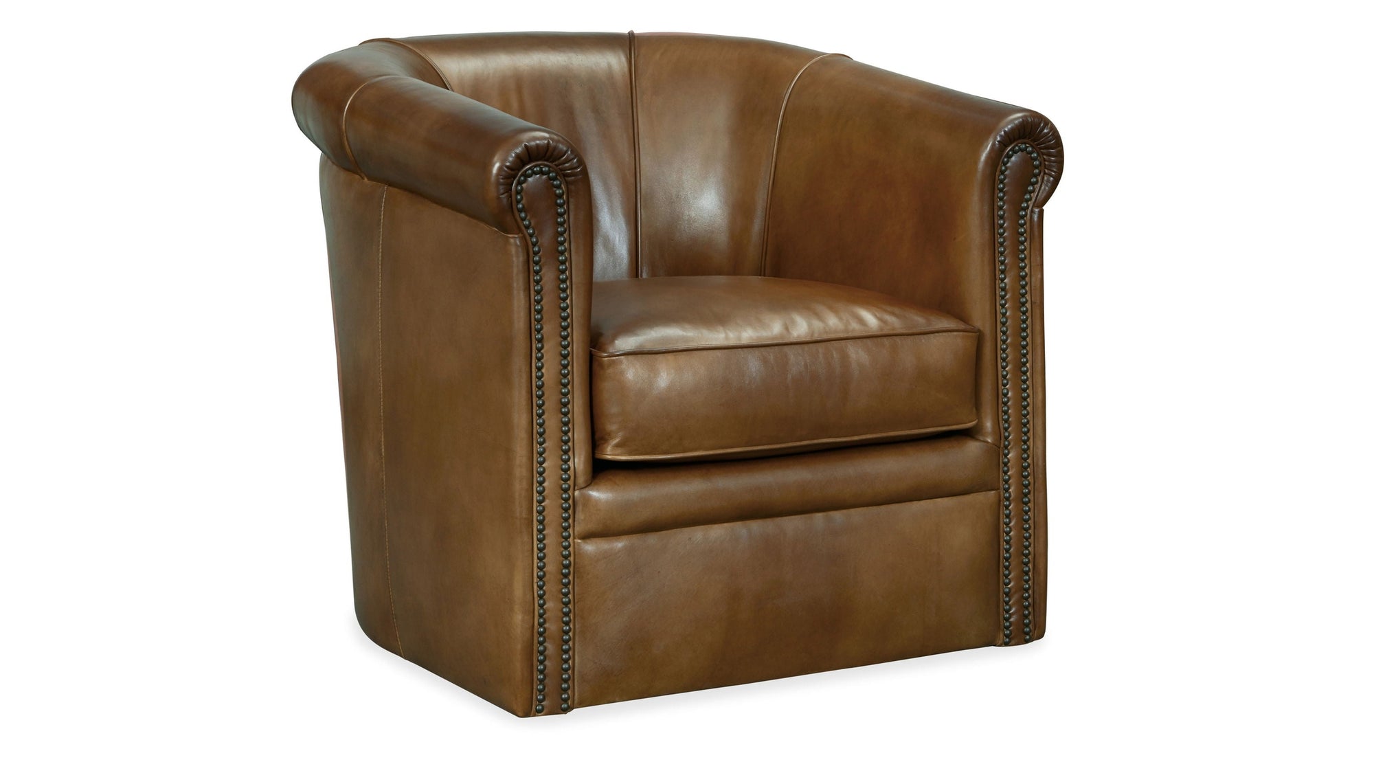 CC - Axton Swivel Leather Club Chair - Dark Brown