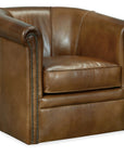 CC - Axton Swivel Leather Club Chair - Dark Brown