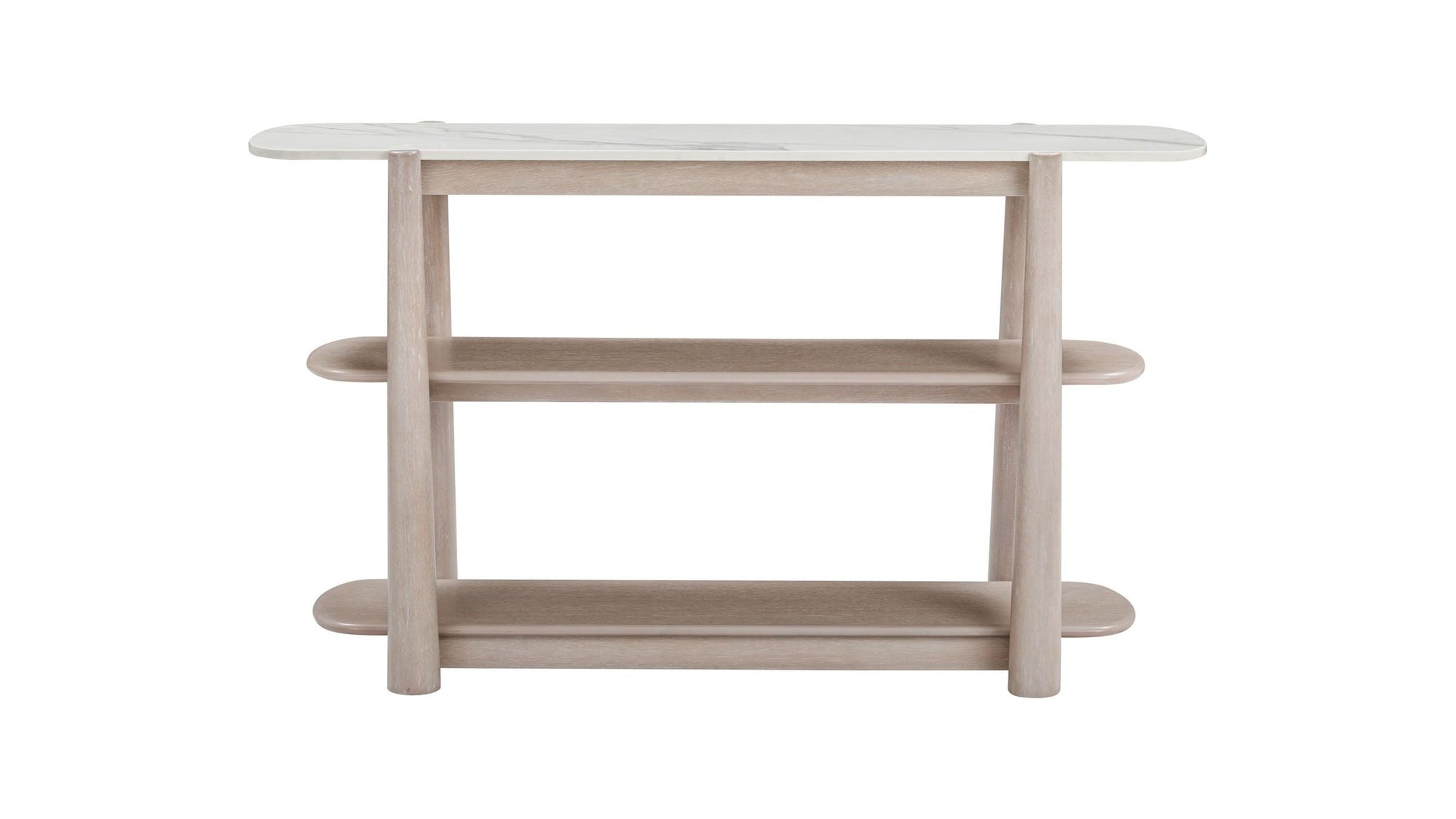 Horizons - Console Table - White Oak / White Marble